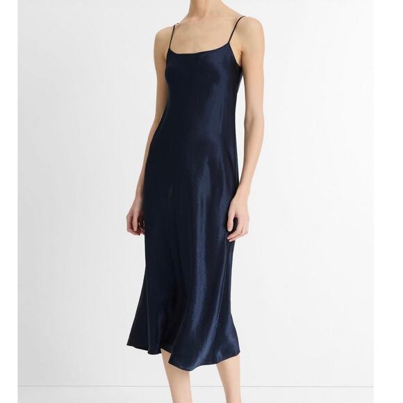 Vince Dresses & Skirts - Vince Navy Silk Slip Midi Dress